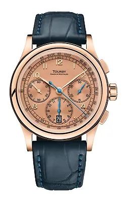 Tourby Art Deco Chronograph Salmon Dial 40 Top Grade ETA Valjoux 7753 Rose • $7000