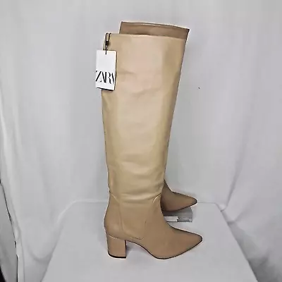 Zara Women's Beige Leather Boots. UK Size 5 #4451 • £15.99