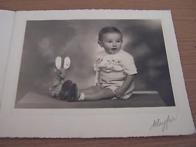 Vintage Photo On Board Child Christopher Rowe & Toy Bunny Rabbit Mayfair Bognor • $4.42