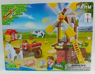 BanBao 8575 Farm Windmill 260 Piece Farm Cow Horse Pigs Duck Cat NEW • £41.11