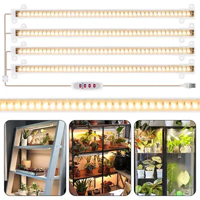 2/4 Head LED Grow Lights Tube Strip USB Full Spectrum Lamp Plant Flower Growing • $17.95