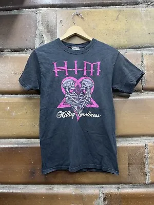 Him Band Shirt Men Size S Black Vintage Goth Rock Music Killing Loneliness 2005 • $59.99