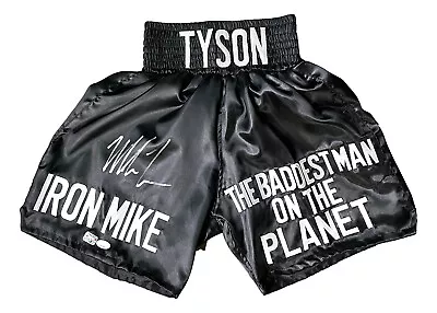 Mike Tyson Signed Custom Black Baddest Man Boxing Trunks JSA ITP • $239.99