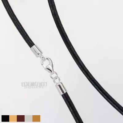 Sterling Silver 3mm Round Genuine Leather Cord Necklace / Bracelet Lobster Clasp • $8.09