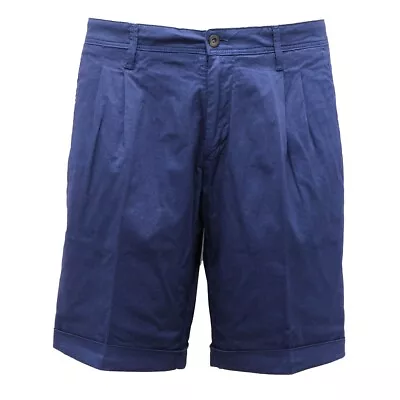 5993AH Bermuda Uomo FOUR.TEN SAFARI Blue Cotton Shorts Man • £79.80