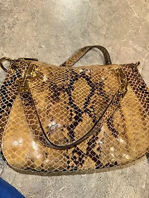 Michael Kors Lilly Gold Python Snakeskin Leather Satchel Purse Handbag • $40