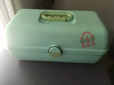 $11.40 • Buy Vintage 90s Caboodles Teal Green Makeup Carry Case 3 Tiered Mirror Organizer