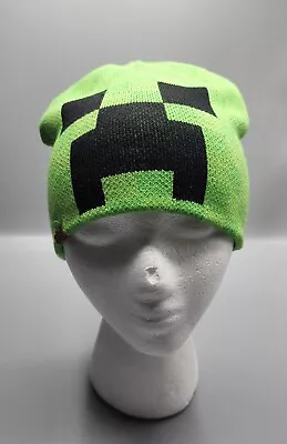 Jink Minecraft Creeper Face Big Boys Knit Green Beanie Size S • $9.99