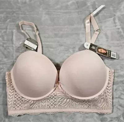 Daisy Fuentes Push Up Long Line Lace Bra Size 42D 42 D Full Figure Underwire • $12.49