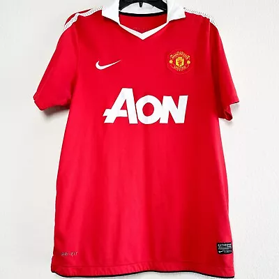 Nike Manchester United Football Club Aon Red Dri Fit Soccer Jersey Mens M • $35
