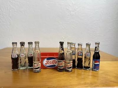 10 Miniature Pepsi Cola Bottles~3 Very RARE~4 Styles~6 Pk Red Plastic Crate~Logo • $385