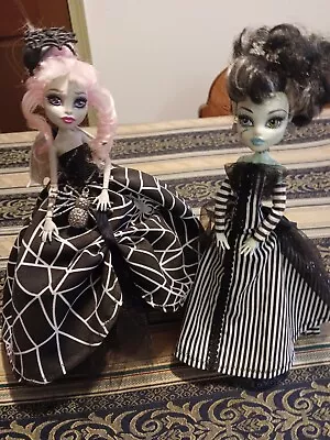 Monster High Frankie & Rochelle Dolls Lot In Custom Black White Gowns OOAK L@@k! • $45.55