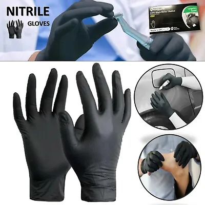 Disposable Nitrile Gloves Black Powder Free Latex Free Medical Mechanic Tattoo • £0.99