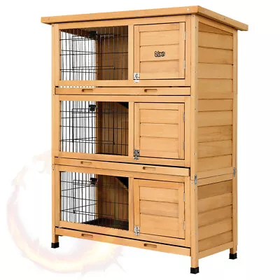 I.Pet Rabbit Hutch Large Wooden Cage Waterproof Outdoor 91.5cm X 46cm X 116.5cm • $156.04