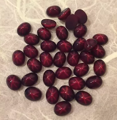 A452 Vintage Glass Cabochons 8x6mm Garnet W/star Unfoiled FB (48) • $5.50