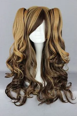 Lolita Harajuku Style Long Curly Style Women Girl Lovely Cosplay Wig+Ponytail • $28.99