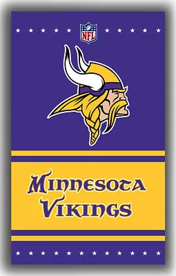 Minnesota Football Memorable Vertikal Flag 90x150cm 3x5ft Vikings Best Banner • $14.95