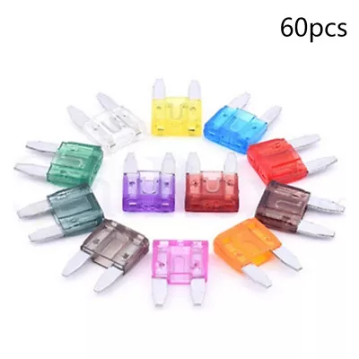 60x Mini Blade Fuses Auto Car Truck Assortment Fuse Kit 5A 10A 15A 20A :-o • $1.98