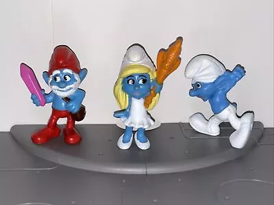 The Smurfs Clumsy Papa Smurfette Smurf Doll PVC Figure McDonald's 2013 Cake Top • $6.95