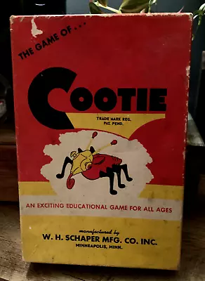 VINTAGE 1949 THE GAME OF  COOTIE   W. H. Schaper Manufacturing Co. • $16.99