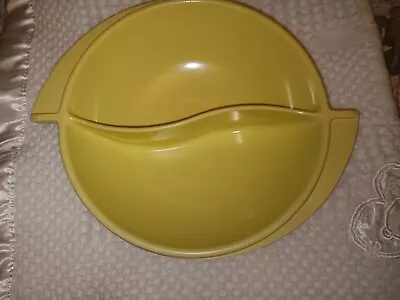 Melamine BOONTON Divided Split Winged 8  Serving Bowl Yellow Made In NJ USA • $24.95