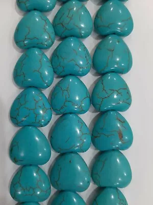 Iolite Turquoise 24X23X8MM Plain Heart APPR.18 Beads 1STRAND 2 Strands 1 LOT • £14