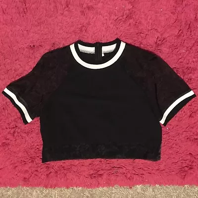 £12 • Buy *GC* Mesh Armed Black & White Crop Top/Tee/T-shirt/Top (Topshop/RI) UK Size 8