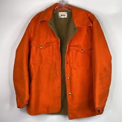 Vintage DJ'S Blaze Orange Wear Fuzzy Lined Outdoors Hunting Jacket Medium 80s • $48