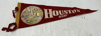 Vintage 1960s Houston TEXAS Tourist Travel Souvenir 9 X 27 Pennant Banner • $29.99