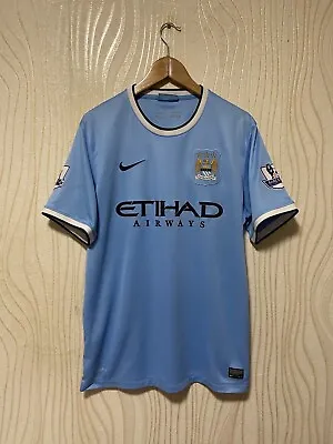 MANCHESTER CITY 2013 2014 HOME FOOTBALL SHIRT SOCCER JERSEY NIKE 574863-489 Sz L • $89.99