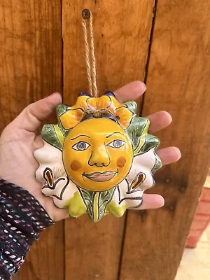 Mexican Talavera Pottery Mini Sunshine Sun Face Wall Art 4.5” Folk Art • $7.64