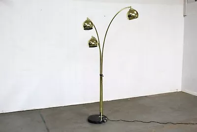 Mid-Century Modern Italian Gold Chrome & Marble Guzzini Style  Arc Floor Lamp • $2495