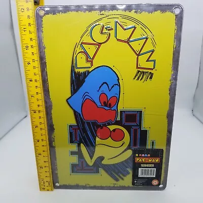 Bandai Namco Pac-Man Tin Sign - Ghosts Pac Man 8x12 In Arcade Gamer Decoration • $9.88