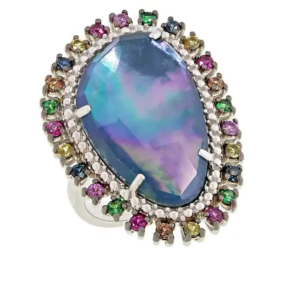 Rarities Sterling Silver Sapphire Doublet & Multi Gemstone Ring Size 7 • $154.21