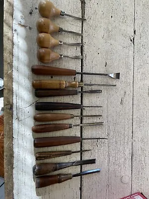 Job Lot Vintage Mathieson Millers Falls Buck Brother Wood Carving Chisels 14pc • $89.99