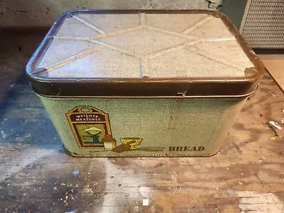 Vintage Tin Bread Box Metal Primitive Decor • $30