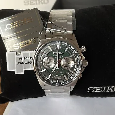 SEIKO Chronograph Green Dial Stainless Steel Men's Watch - SSB405   MSRP: $285 • $45