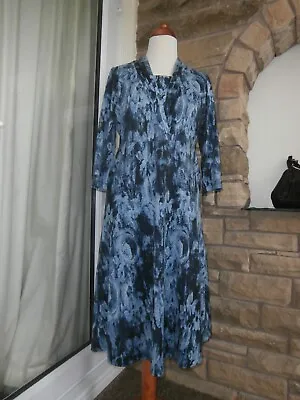 Eastex Blue Patterned Stretch Dress Size 14 New. Fully Lined. 46  Long • £20