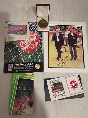 Aston Villa 1994 League Cup Final Medal Programme Ticket Subbuteo Signed Photo • £34.99