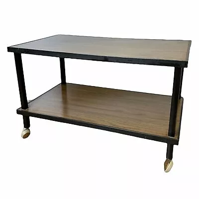 Vintage Seventies Mid Century Modern Two Tier Faux Wood TV Record Cart • $72.61