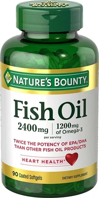 $25.99 • Buy Nature�S Bounty Fish Oil, 2400Mg, 1200Mg Of Omega-3, 90 Coated Softgels