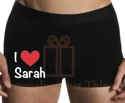 Personalised Custom I Love Heart Name Men’s Boxer Trunks • $16