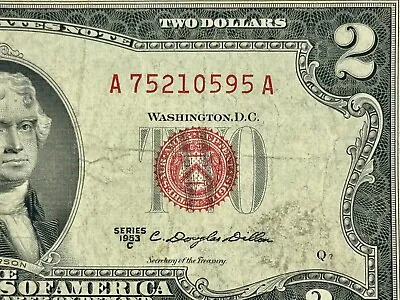 1953 C $2 Two Dollar FRN Red Seal • $2.50