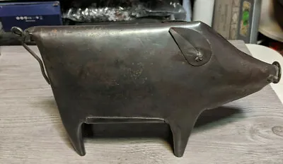 6.25 X10  Metal Pig Sculpture Crafted Farm Animal Figurine Rustic Folk Junk Art • $25.16