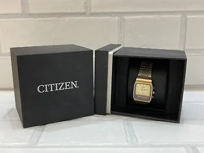 Vintage Citizen Analogue & Digital Watch 1980s With Box Men's Gold Plated 32mm • $199