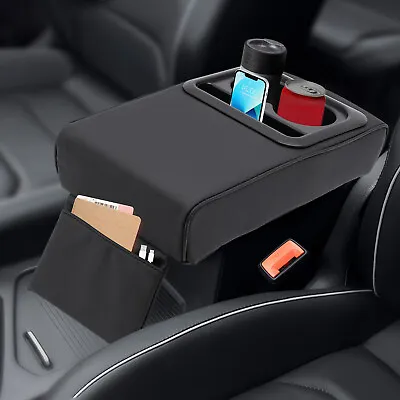 Car Armrest Lid Cover Center Console Storage Cup Holder Organize Stand Universal • $39.90