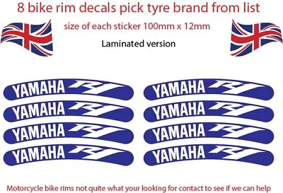 8 Yamaha R1 Wheel Rim Decal Kit Stickers Track Bike Race Bike Graphics • £3.99