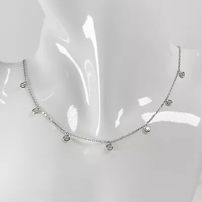 1.05ct  Choker Dripping 7 Station Necklace Diamond By The Yard Man Made 14k Gold • $596.71