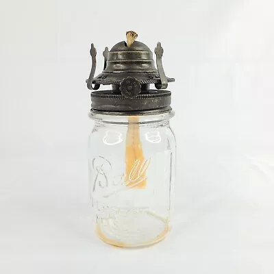 Vintage Clear Glass Ball Perfect Mason Jar Letter A Oil Lamp With Burner • $17.50