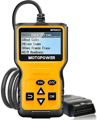 MOTOPOWER MP69033 OBD2 Scanner Car Engine Fault Code Reader Engine System Diagn • £18.65